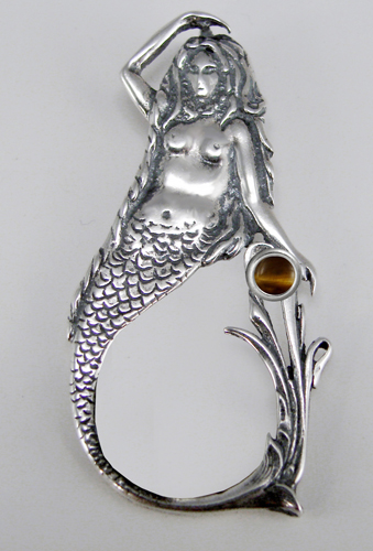 Sterling Silver Mysterious Mermaid Pendant With Tiger Eye